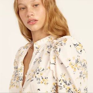 J.Crew floral puff sleeve poplin pullover, size S